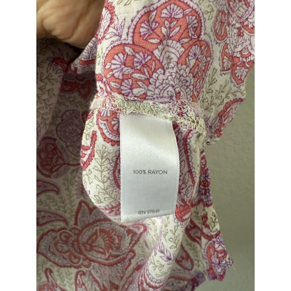 J. Jill Purple Paisley Peasant Ruffle Sleeve Lightweight Breathable Top Boho 2x - Picture 7 of 8